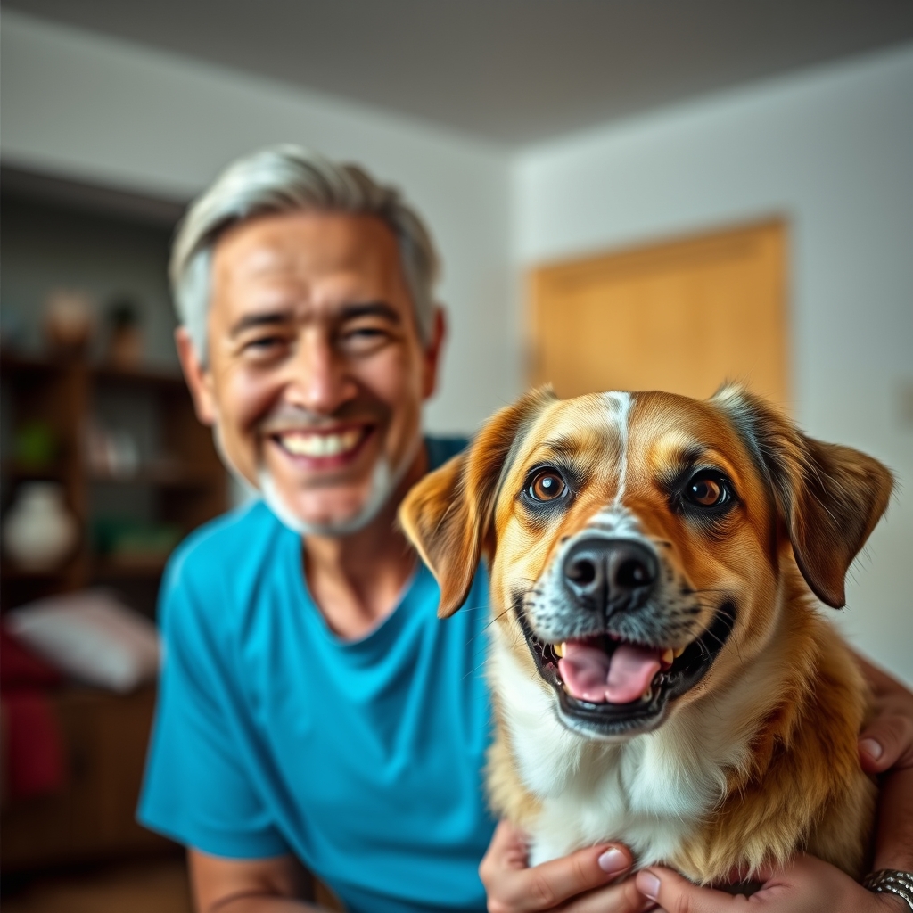 Pet sitter showing genuine care and attention with a dog